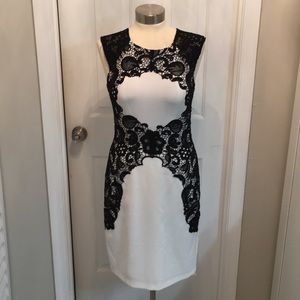 Betsy & Adam Black and White lace dress size 8